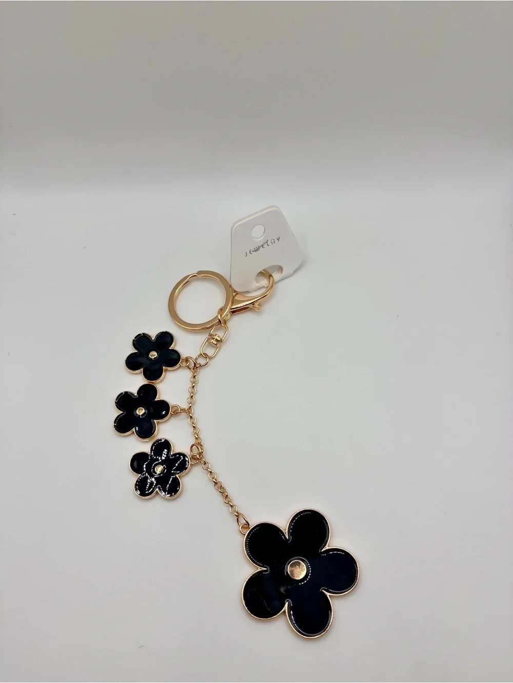 Beautiful Gold and Black Flower Keychain/Bag Charm - Women Accessories